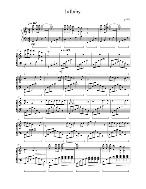 lullaby Sheet music for Piano (Solo) | Musescore.com