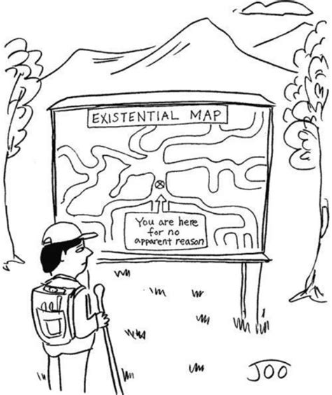 a man standing in front of a sign that says,'existent map you are here to