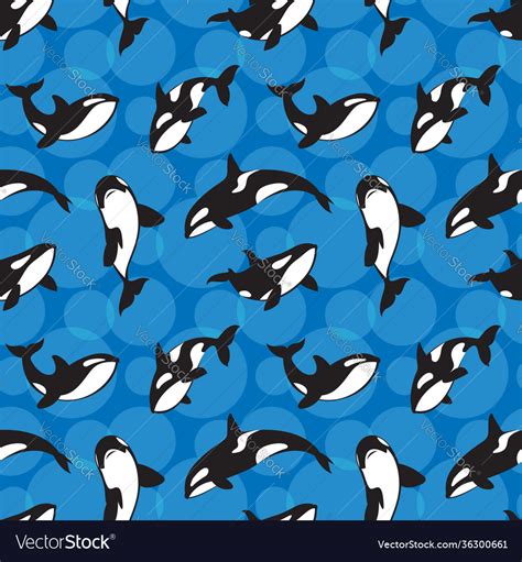 Seamless pattern with killer whale Royalty Free Vector Image