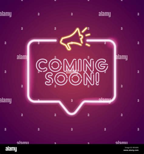 Coming soon neon light announcement poster template Stock Vector Image ...