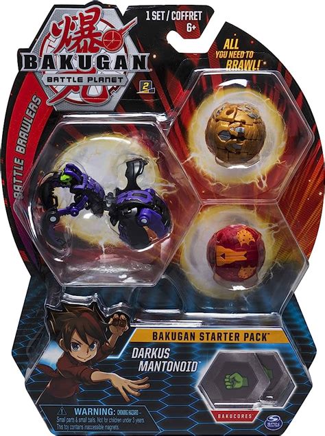 Bakugan Starter Pack 3-Pack, Darkus Mantonoid, Collectible Transforming ...