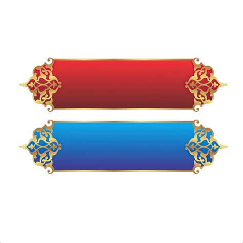 Red and Blue Islamic Banner Set with Golden Frame Corner Transparent ...