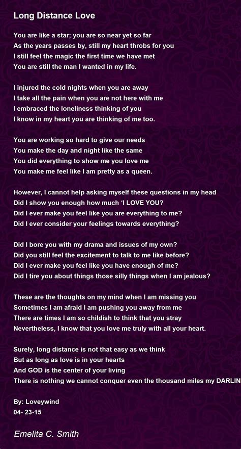 Long Distance Love - Long Distance Love Poem by Emelita C. Smith