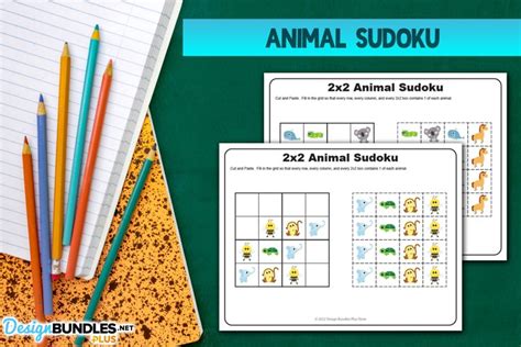 Animal Sudoku 2x2 Printable Worksheet