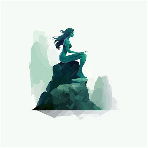 Premium Vector | Stylized mermaid sitting on a rock illustration design