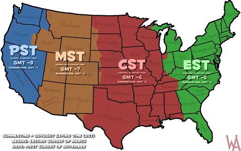 Usa Time Zone Map Printable