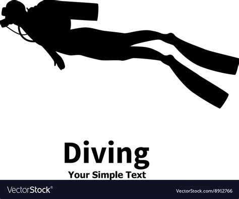 Silhouette of diver Royalty Free Vector Image - VectorStock