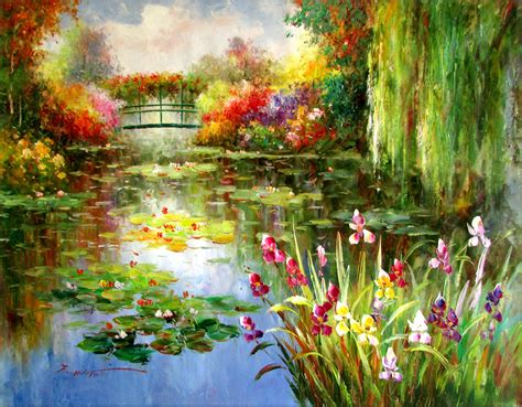 Claude Monet Colorful Water Lily Pond Repro 2, Hand Painted Oil ...