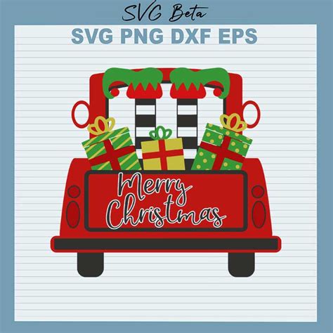 Merry Christmas red truck SVG cut file for t shirt craft and handmade craft