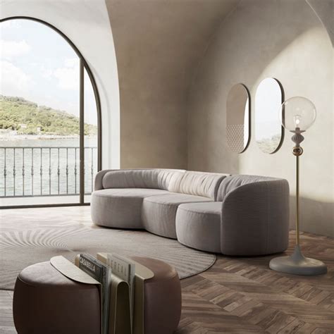 Deep sectional sofa - dove fabric - Natuzzi Italia - Furniture & Furnishing