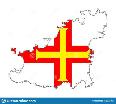 Guernsey Outline Silhouette Map With Inset Flag Cartoon Vector ...