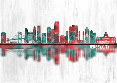 Jersey city New Jersey Skyline Mixed Media by NextWay Art - Fine Art ...