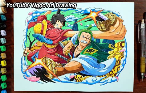 Luffy và Zoro arc Wano One Piece | ภาพวาดการ์ตูน