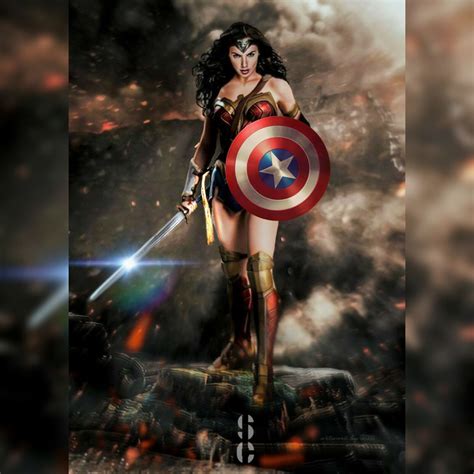 Marvel/DC crossover: Wonder Woman holds Captain America's shield ...