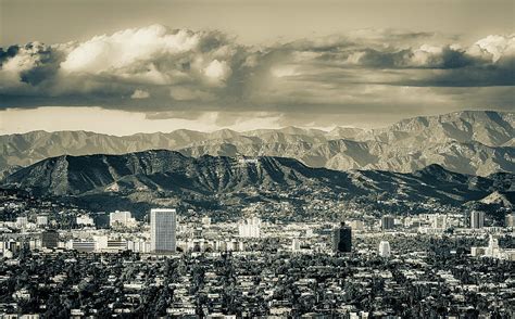 Vintage Hollywood Hills California Mountain View - Sepia Edition ...