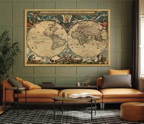 Old World Map Canvas, Vintage World Map Canvas Art, Old World Map ...