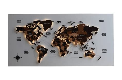 3d Wooden World Map with LED lighting at Rs 70000 | वुडेन वॉल आर्ट in ...