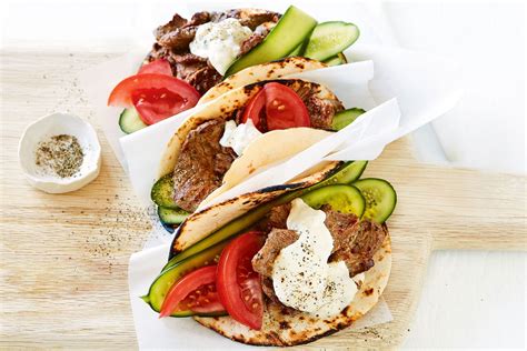 Easy souvlaki lamb salad wraps