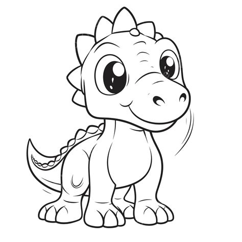 Cute Baby Dinosaur Coloring Pages Outline Sketch Drawing Vector, Baby ...