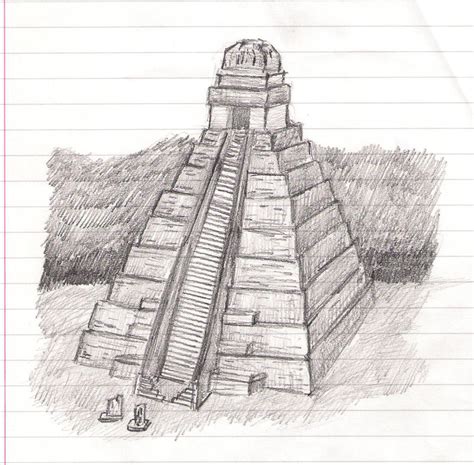 Mayan Pyramid Sketch by fire-ice-n-lightning on DeviantArt