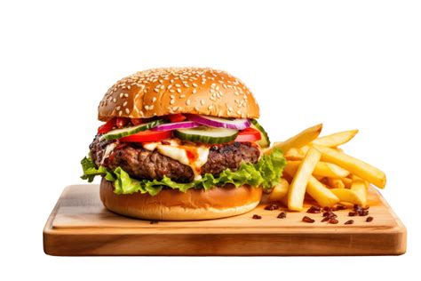 AI generated Street Food Burger with Fries on Transparent 36334279 PNG