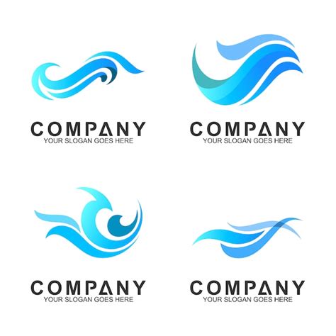 Premium Vector | Simple wave logo set