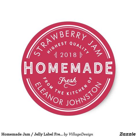 Homemade Jam / Jelly Label Fresh from Your Kitchen | Zazzle.com in 2021 ...