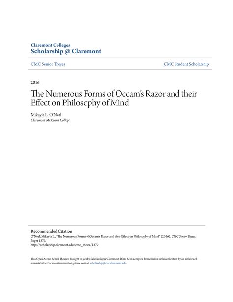 The Numerous Forms of Occam s Razor and their Effect on Philosoph ...