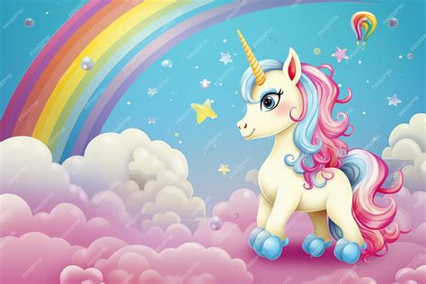 Premium Vector | Cute unicorn with rainbow and a space for your note