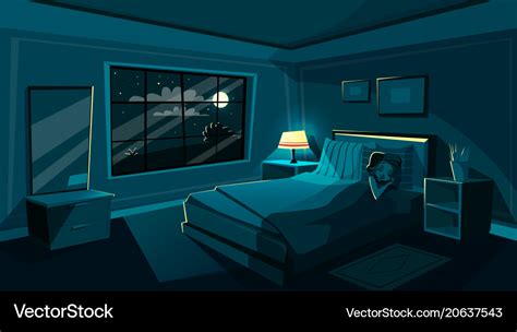 Cute young woman sleeping bedroom at night Vector Image