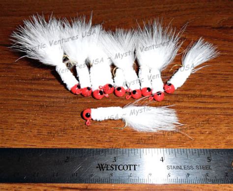 10ct 1/16th oz Marabou Jigs RED/PINK WHITE Crappie Panfish Bass Walleye ...