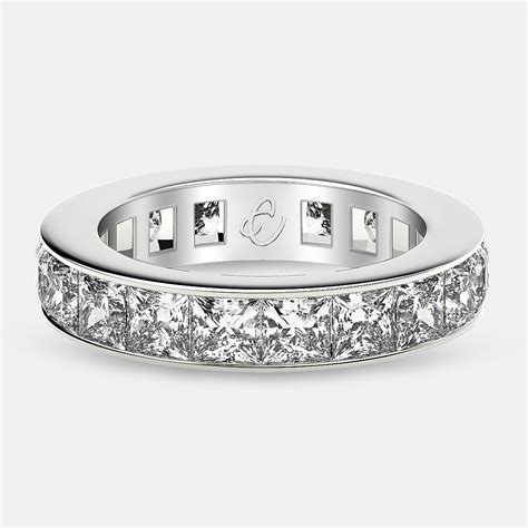 Eternity Ring with Channel Set Princess Cut Diamonds in Platinum