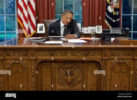 President Barack Obama at his Oval Office desk, Sept. 7, 2011. Obama is ...