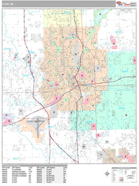 Flint Michigan Wall Map (Premium Style) by MarketMAPS - MapSales