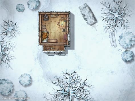 Winter Cabin + Interior : r/battlemaps