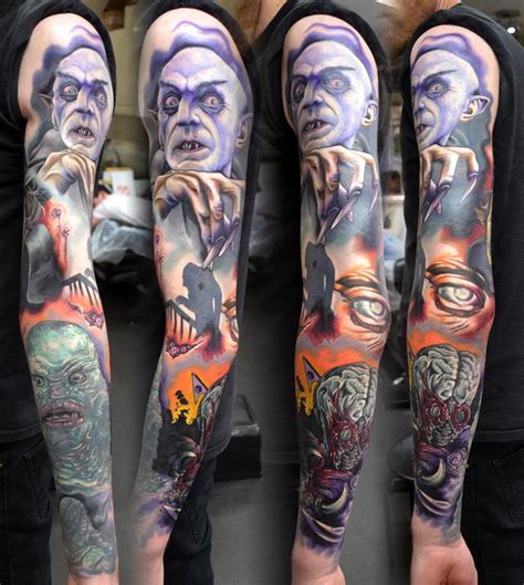 Horror Sleeve Tattoo by Alan Aldred: TattooNOW