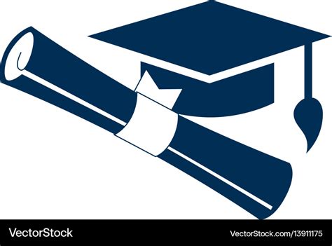 Monochrome silhouette graduation cap Royalty Free Vector