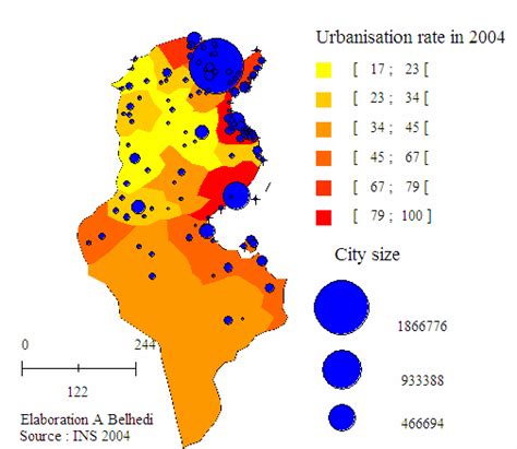 Tunisia Population Density Map