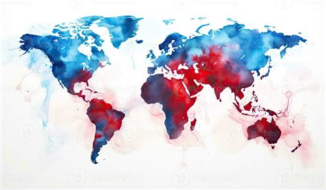 Watercolor world map. Illustration AI Generative 25403029 Stock Photo ...