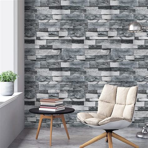 Buy Timeet Grey Brick Wallpaper Peel and Stick Wallpaper Stone ...