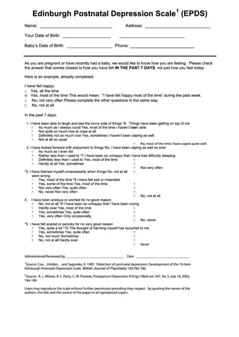 Printable Depression Screening