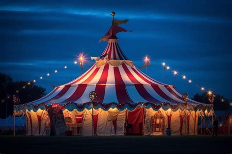 Premium Photo | A large circus tent at night with a sign on the top ...