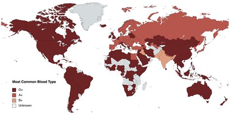 The most common blood type by country - Vivid Maps