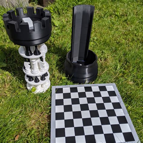 3D Printed Chess Set with Roll-up Board & Carrying Case