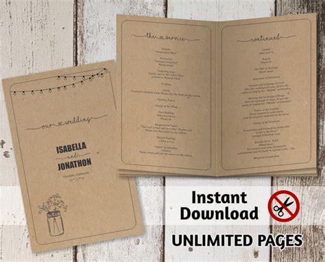 Printable Wedding Ceremony Book Template Unlimited Pages - Etsy