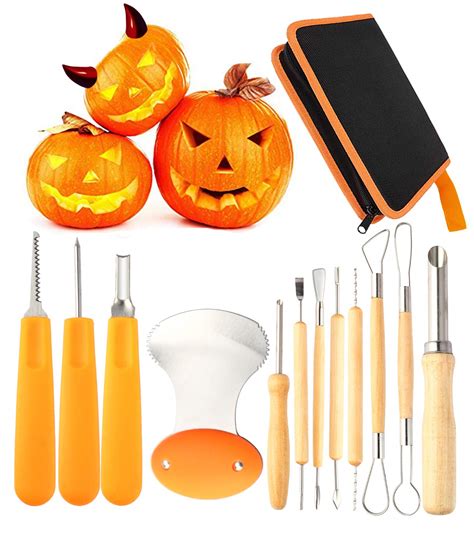 12 Pieces Professional Pumpkin Carving Tool Kit Heavy Duty Stainless ...