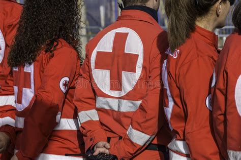 Red Cross volunteers editorial photo. Image of crossed - 111442191