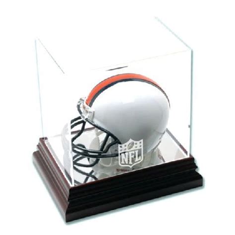 Mahogany Mini Helmet Display Case with NFL Team Logo | US Markerboard