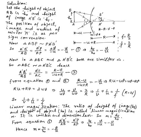 derivation an expression of mirror formula for convex mirror also ...