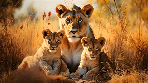 Premium AI Image | Lion family safari african